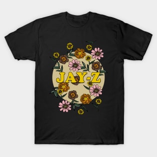 Jay-Z Name Personalized Flower Retro Floral 80s 90s Name Style T-Shirt